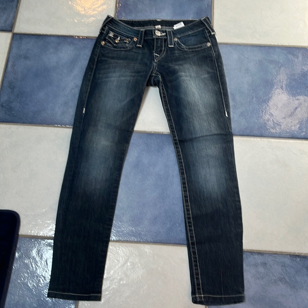 True Religion dark faded skinny jeans